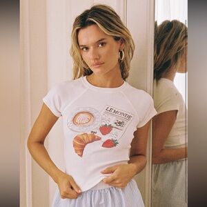 New with tags croissant coffee tee graphic T Princess Polly baby Tee